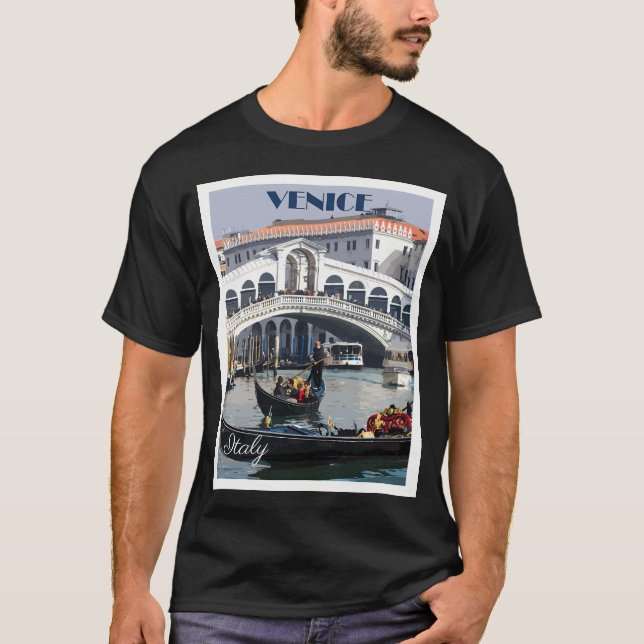 Venedig Retro Poster T Shirt (Framsida)