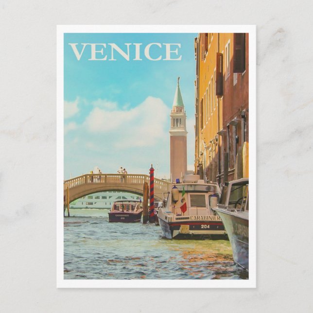 Venedig, Retro Travel Vykort (Framsida)