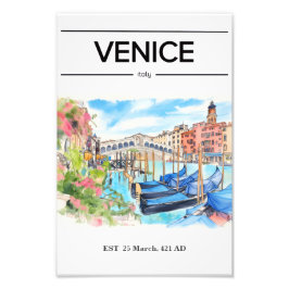 Venedig Rialtobron akvarellaffisch Fototryck