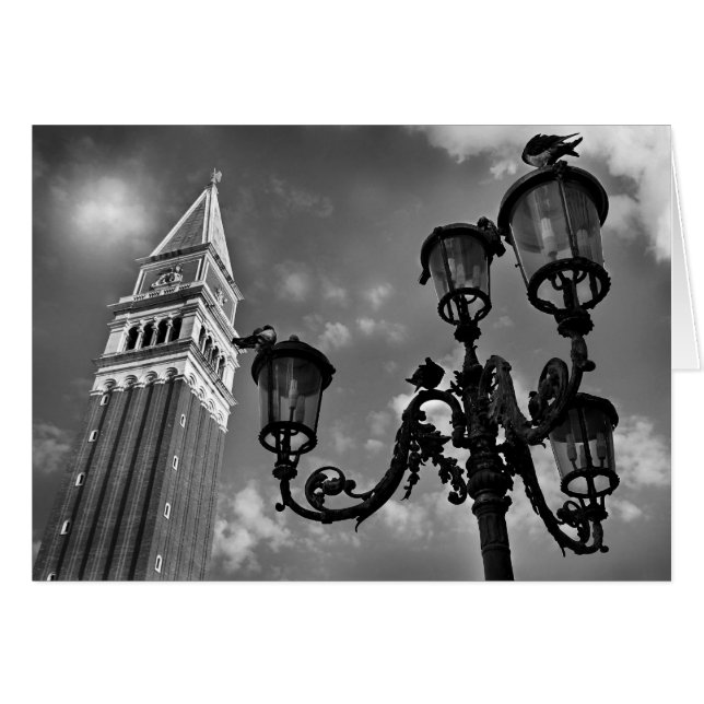 Venedig San Marco torn- och gataljus Hälsningskort (Framsidan Horizontal)