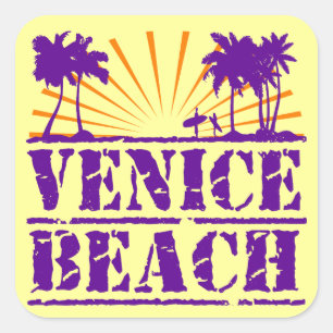 Venedig strand fyrkantigt klistermärke