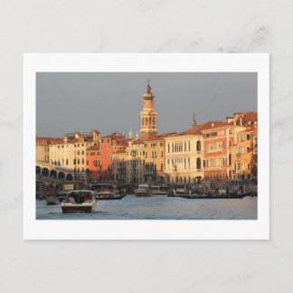 Venedig Sunset på Rialtro Bridge-vykort Vykort