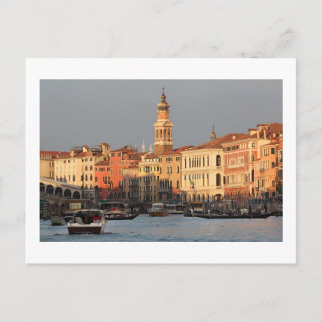 Venedig Sunset på Rialtro Bridge-vykort Vykort (Framsida)