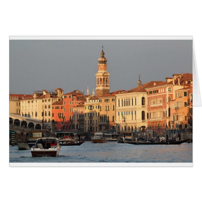 Venedig Sunset vid Rialtro Bridge Hälsningskort (Framsidan Horizontal)