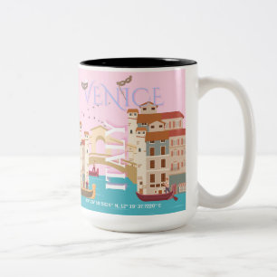 Venedig Travel Art, Italien, Retro Travel Art Två-Tonad Mugg