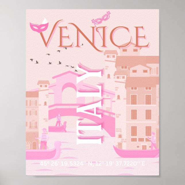 Venedig Travel Art, Italien, Travel Art, Pastel Poster (Framsidan)