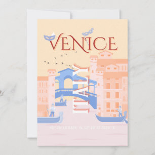 Venedig Travel Art, Italien, Travel Art, Retro Inbjudningar