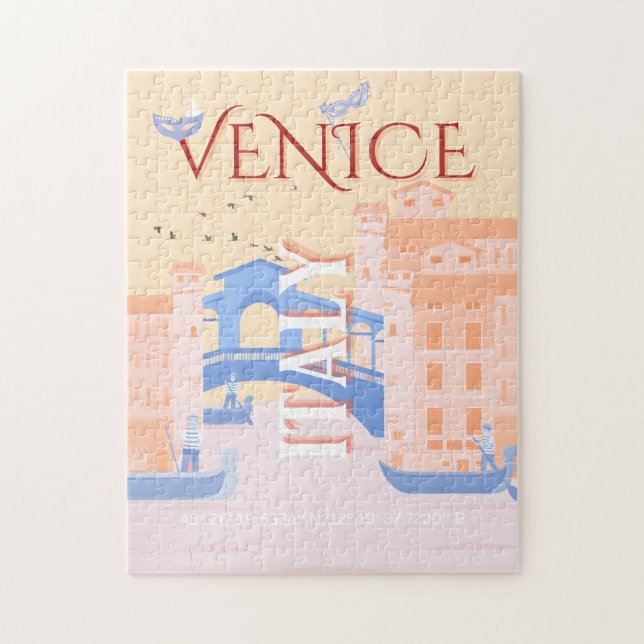 Venedig Travel Art, Italien, Travel Art, Retro Pussel (Vertikal)
