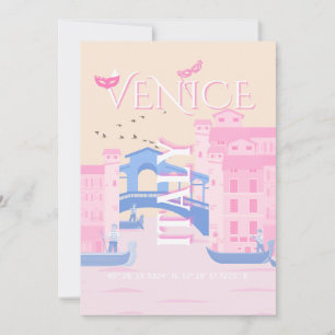 Venedig Travel Art, Italien, Travel Art, Rosa Julkort