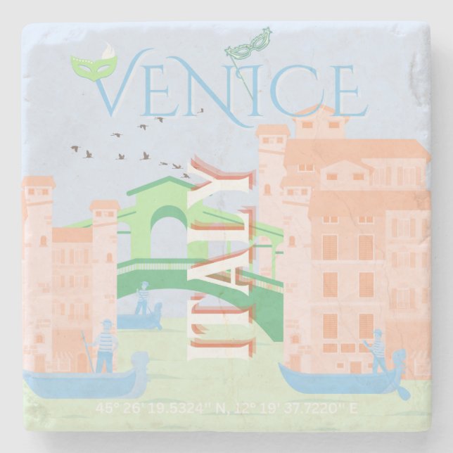 Venedig Travel Art, Italien, Travel Art Stenunderlägg (Framsidan)