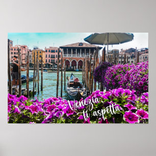 Venedig väntar på dig! Gondola, Venezia. Italien, Poster