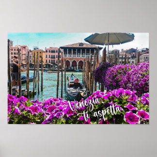 Venedig väntar på dig! Gondola, Venezia. Italien,  Poster