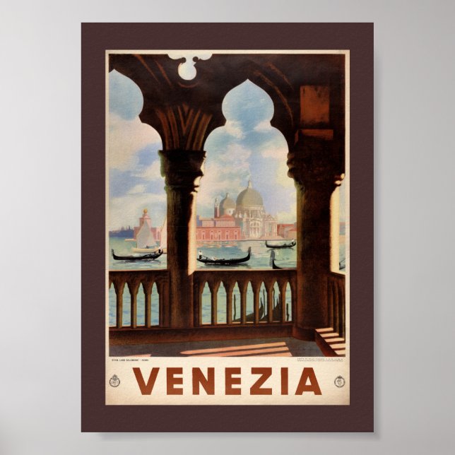 Venedig Venezia Vintage Resoraffisch Återställd Poster (Framsidan)