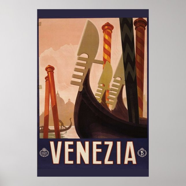 Venedig Vintage Italienska reseposter Poster (Framsidan)
