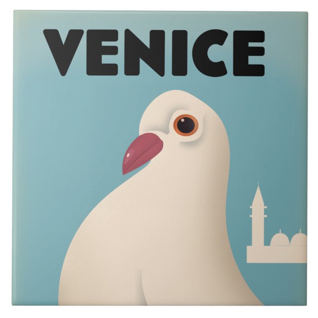 Venedig Vintage-stil reseaffisch Kakelplatta (Framsidan)