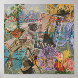 Venedig Vintage Trendig Italien Travel Collage Poster