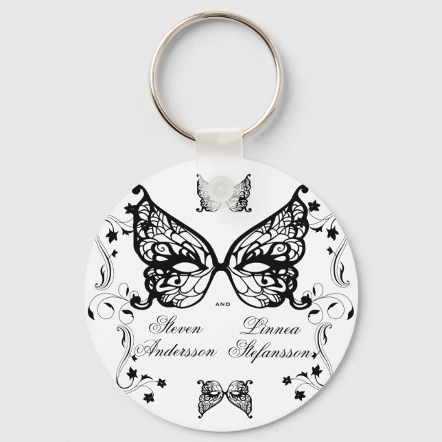 Venetia Carnivale Masque Victorian Ornate Flourish Nyckelring (Framsida)