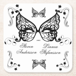 Venetia Carnivale Masque Victorian Ornate Flourish Underlägg Papper Kvadrat