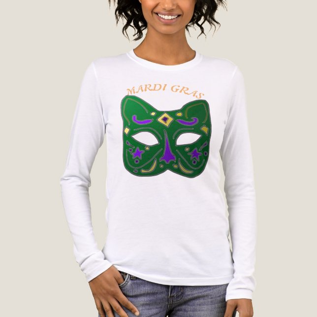 Venetian Cat Mask Mardi Gras T-Shirt (Framsida)