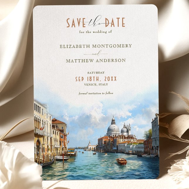 Venetian Elegance Waterfront Spara-the-Date Inbjudningar (Skapare uppladdad)