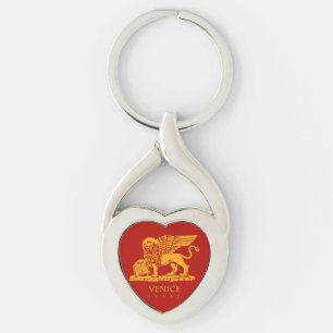 Venetian flagga twisted heart silverfärgad nyckelring