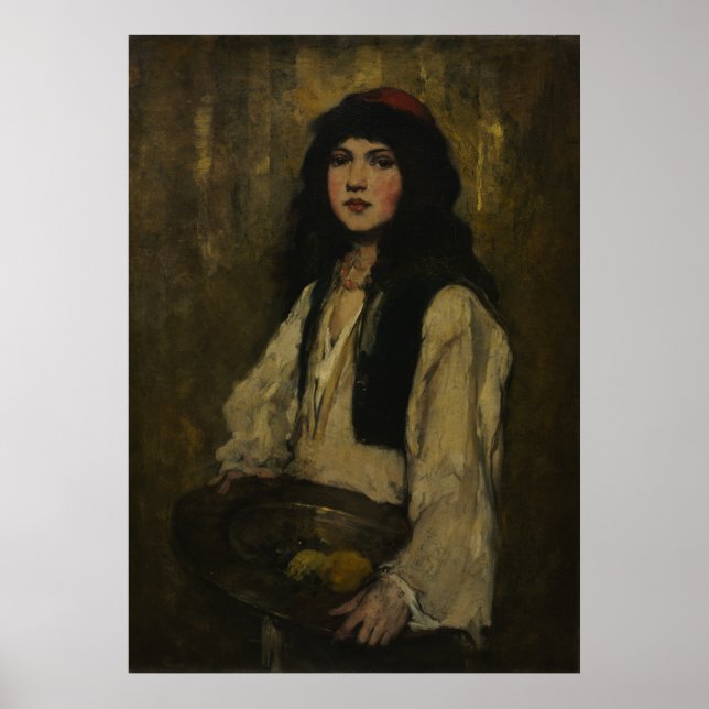 Venetian Girl, c. 1880 Frank Duveneck, olja Poster (Framsidan)