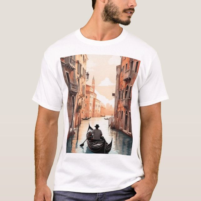 Venetian Gondola Romantik Design T Shirt (Framsida)