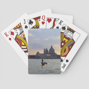 Venetian gondola vid solnedgång - Italien Casinokort