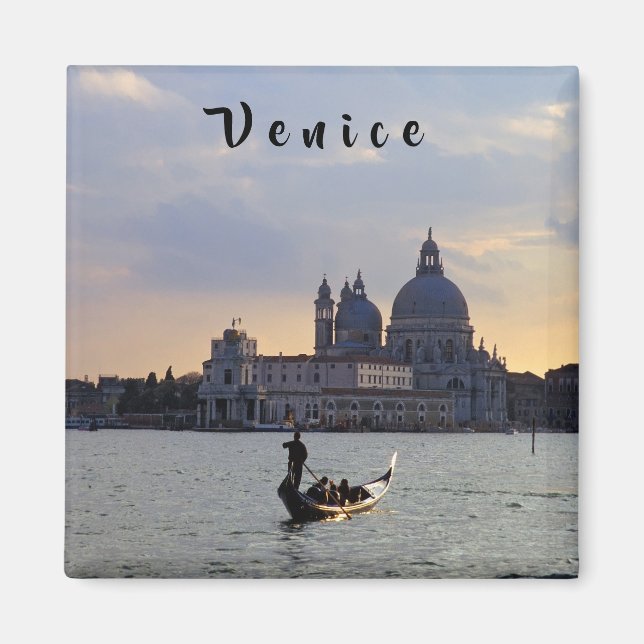 Venetian gondola vid solnedgång - Italien Magnet (Framsidan)