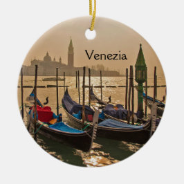 Venetian Gondolas Venice Italien Waterfront Cerami Julgransprydnad Keramik