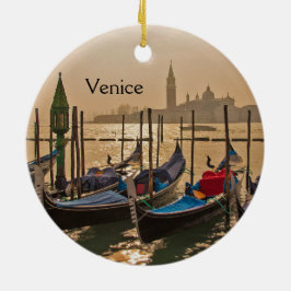Venetian Gondolas Venice Italien Waterfront Cerami Julgransprydnad Keramik