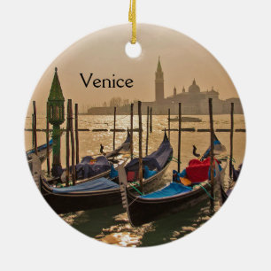 Venetian Gondolas Venice Italien Waterfront Cerami Julgransprydnad Keramik