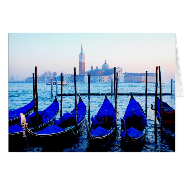 Venetian gondoler hälsningskort (Framsidan Horizontal)