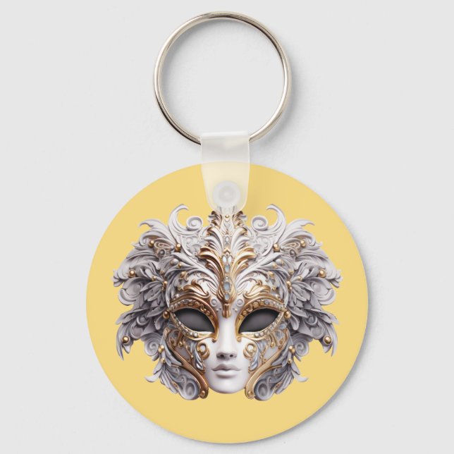 Venetian Intricately Decorated in Gray and Gold Nyckelring (Framsida)