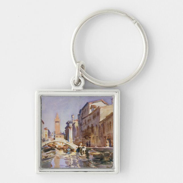Venetian kanal fyrkantig silverfärgad nyckelring (Framsidan)