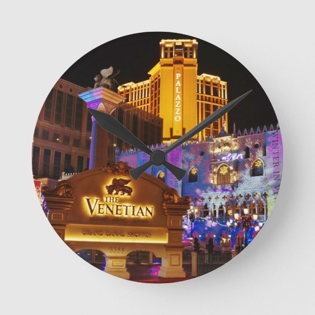 Venetian Las Vegas Decorative Evening Ljus Rund Klocka (Framsida)