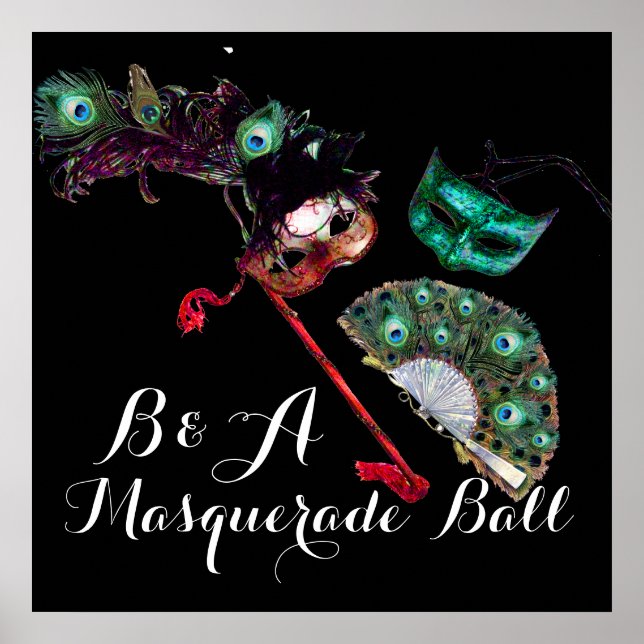 VENETIAN MARDI GRAS MASKERAD BALL MONOGRAM POSTER (Framsidan)