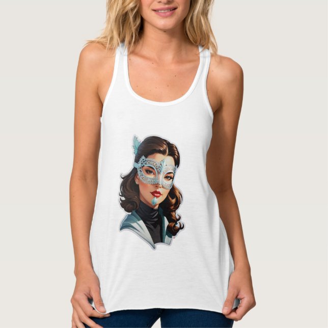 Venetian Mask Dam Linne Med Racerback (Framsida)
