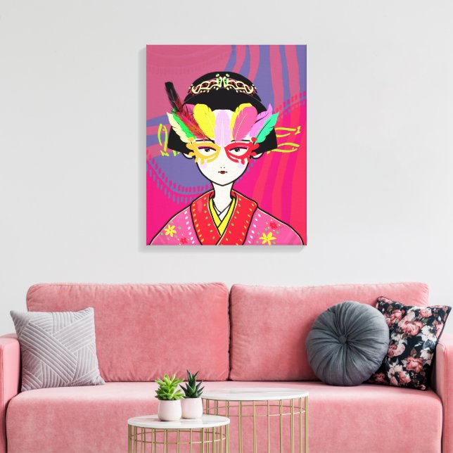 Venetian Mask Geisha Canvastryck (Insitu (Vardagsrum))