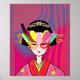Venetian Mask Geisha Poster