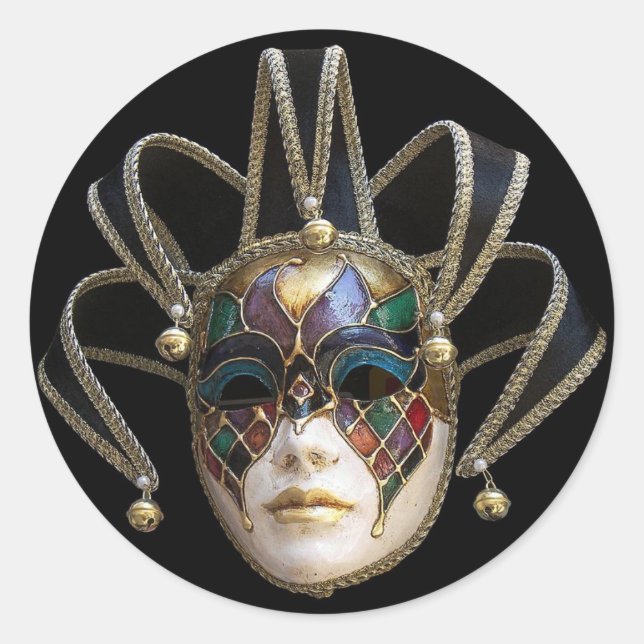 Venetian Mask Runt Klistermärke (Framsida)
