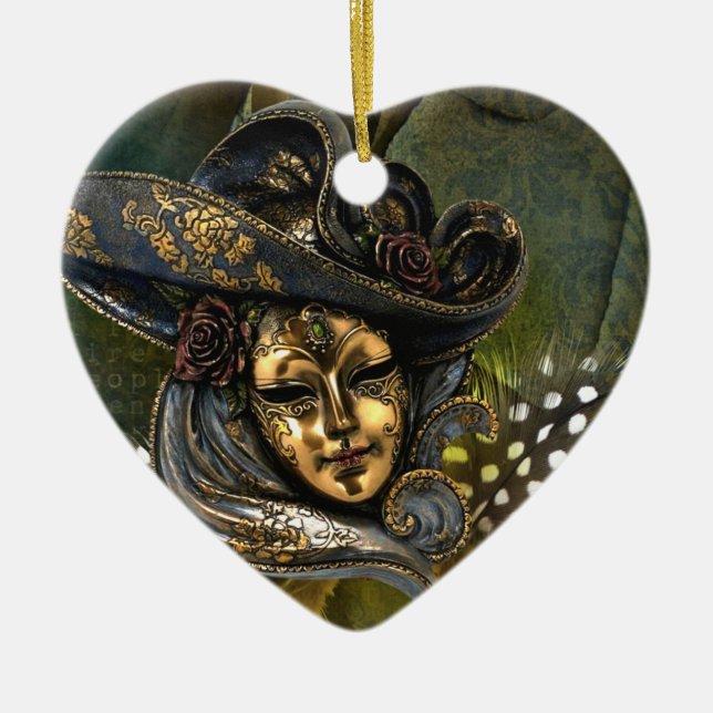 Venetian maskera fantasin julgransprydnad keramik (Framsidan)