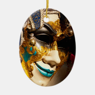 Venetian maskera julgransprydnad keramik