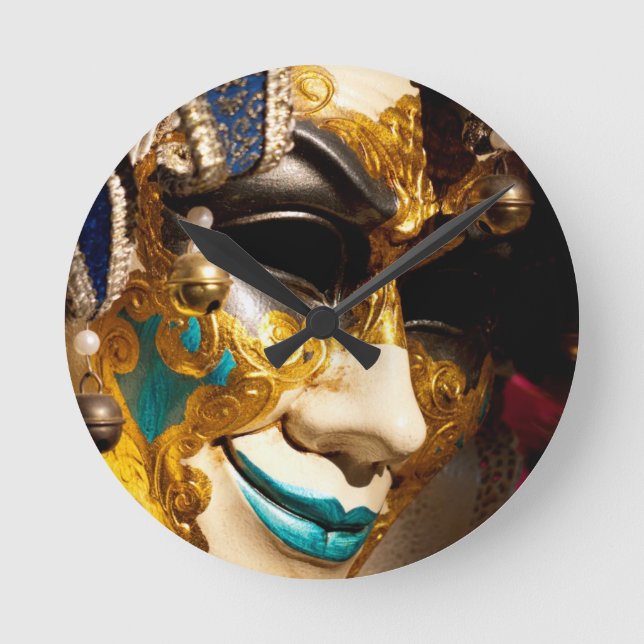 Venetian maskera rund klocka (Framsida)