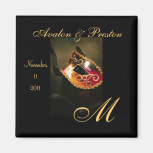 Venetian maskeradMonogramspara datum magneter