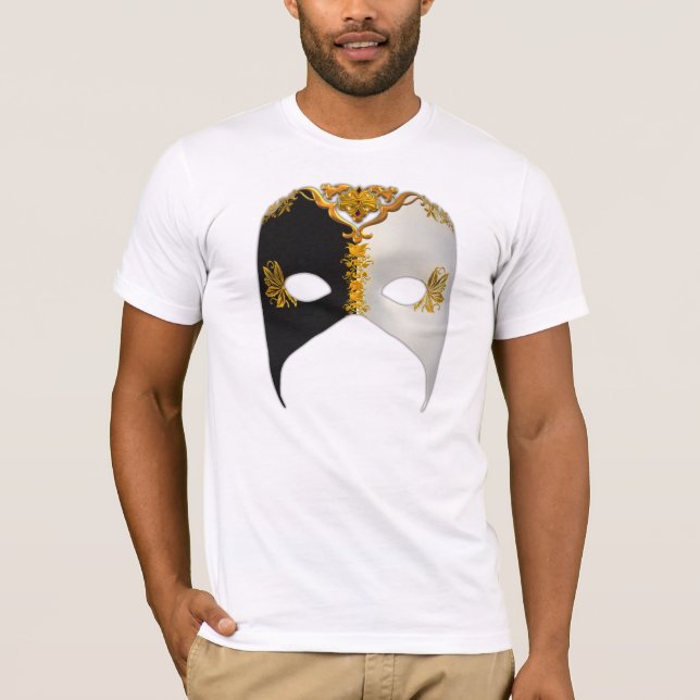 Venetian Masque: Black, White och Guld Tee (Framsida)