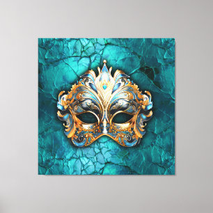 Venetian Masqueramask på Turquise Ground Canvastryck