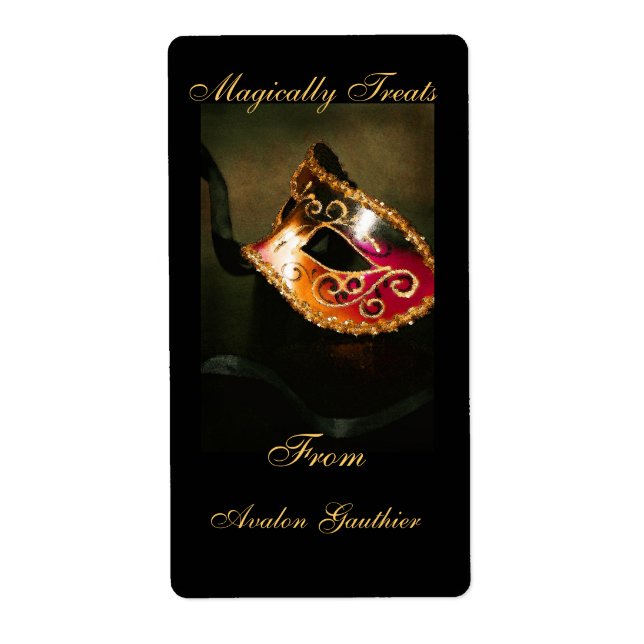 Venetian Masqueramasken Halloween-etikett Fraktsedel (Framsidan)