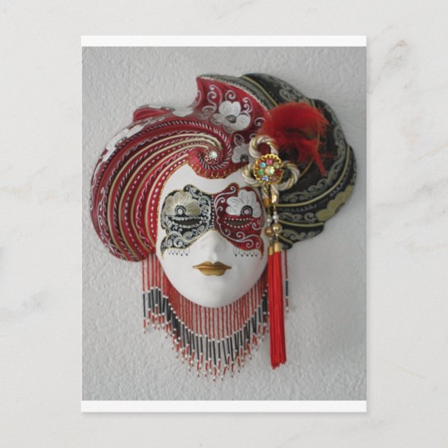 Venetiansisk keramikmask vykort (Framsida)