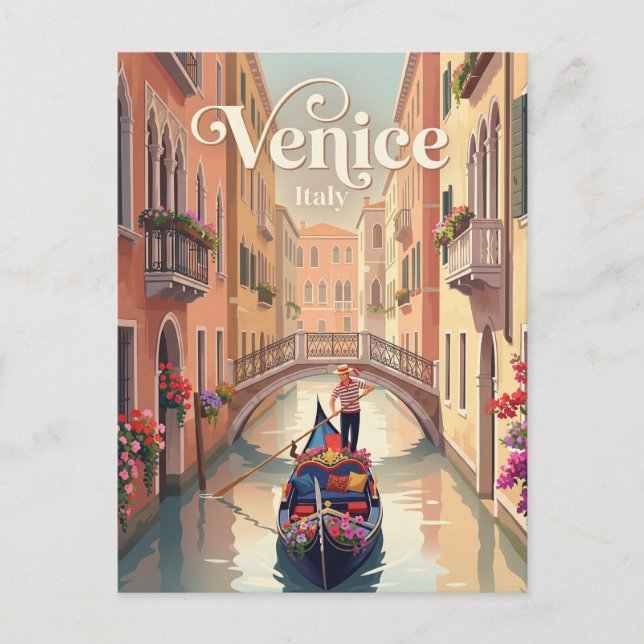 Venetiansk gondolutflykt Italien Vykort (Framsida)